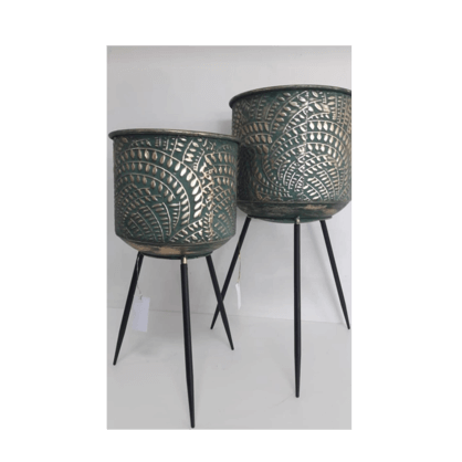 Green and Gold Tripod Planter